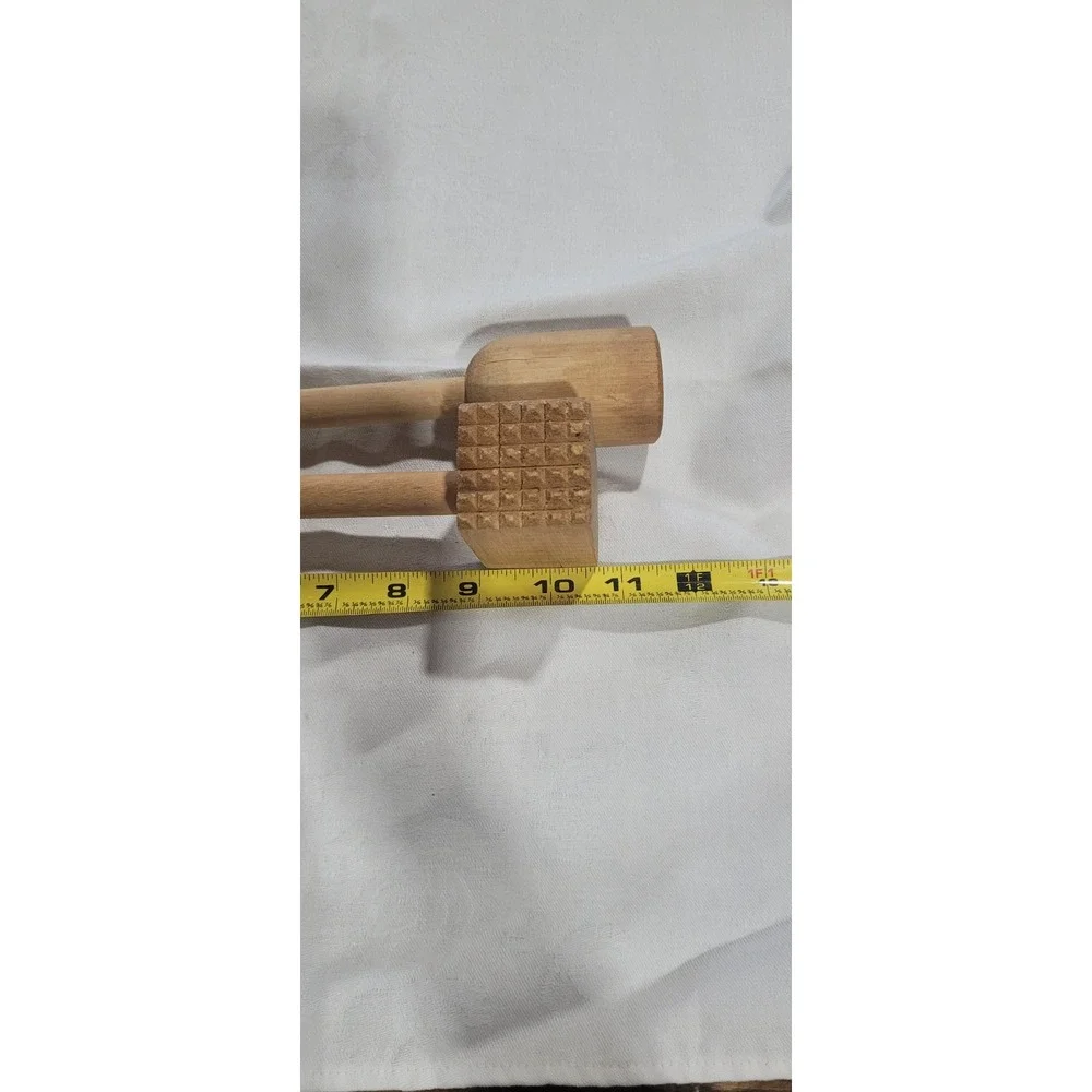 2 Vtg Kitchen Wooden Masher & Tenderizer